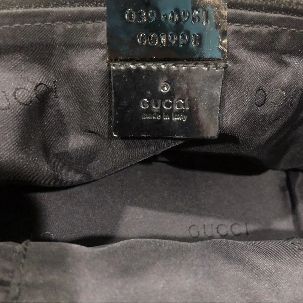 Men GUCCI Black Nylon Toiletry Case Shaving Bag with Leather Top Handle NWOT - Picture 8 of 17